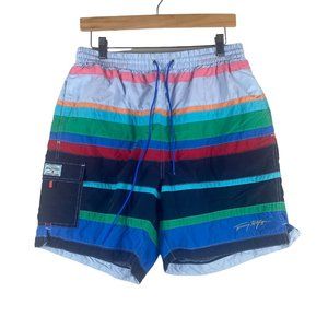 Tommy Hilfiger Swim Trunks Mens Board Shorts Mesh Lined Size L Colorful Striped